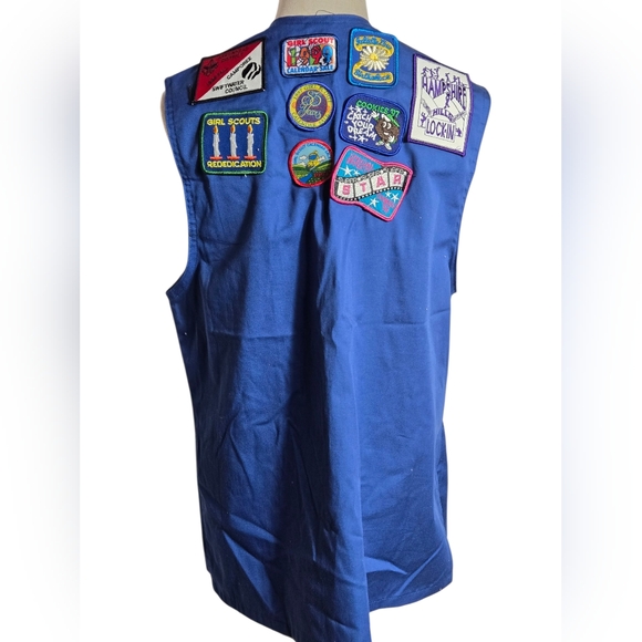 Girl Scouts Blue 90s Vest with Patches - Picture 1 of 8